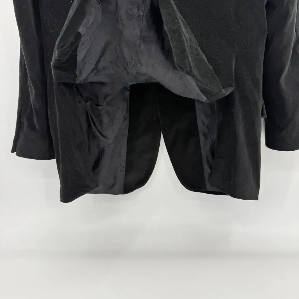 SAMUEL WINDSOR Mens Velvet Single Button Blazer Size 38S Black Regency Jacket